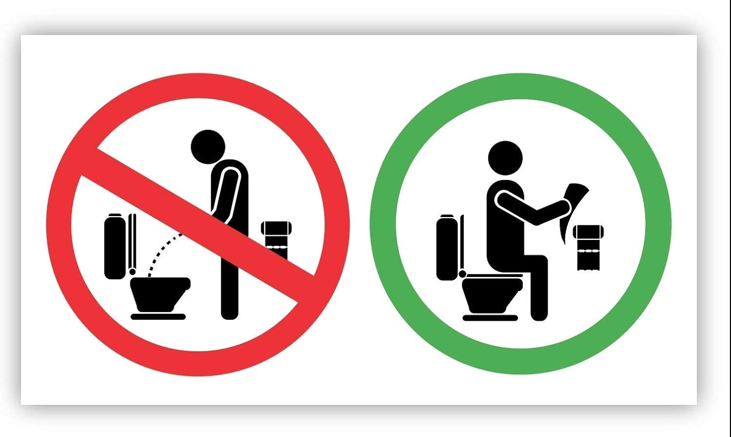 LYSCO Aufkleber Folienaufkleber Bitte im Sitzen pinkeln - Please sit down, (langanhaltend, einfach ablösbar, 6tlg), Toiletten im Sitzen benutzen Aufkleber WC Bad Klosett Klo