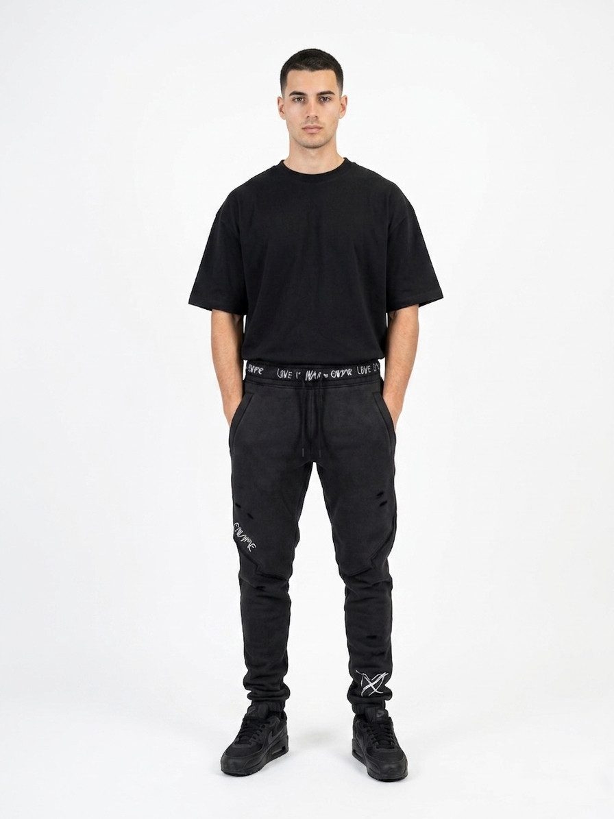 ENVYME Jogger Pants Jogginghose Sweatpants „Love Is War" Vintage Used-Look