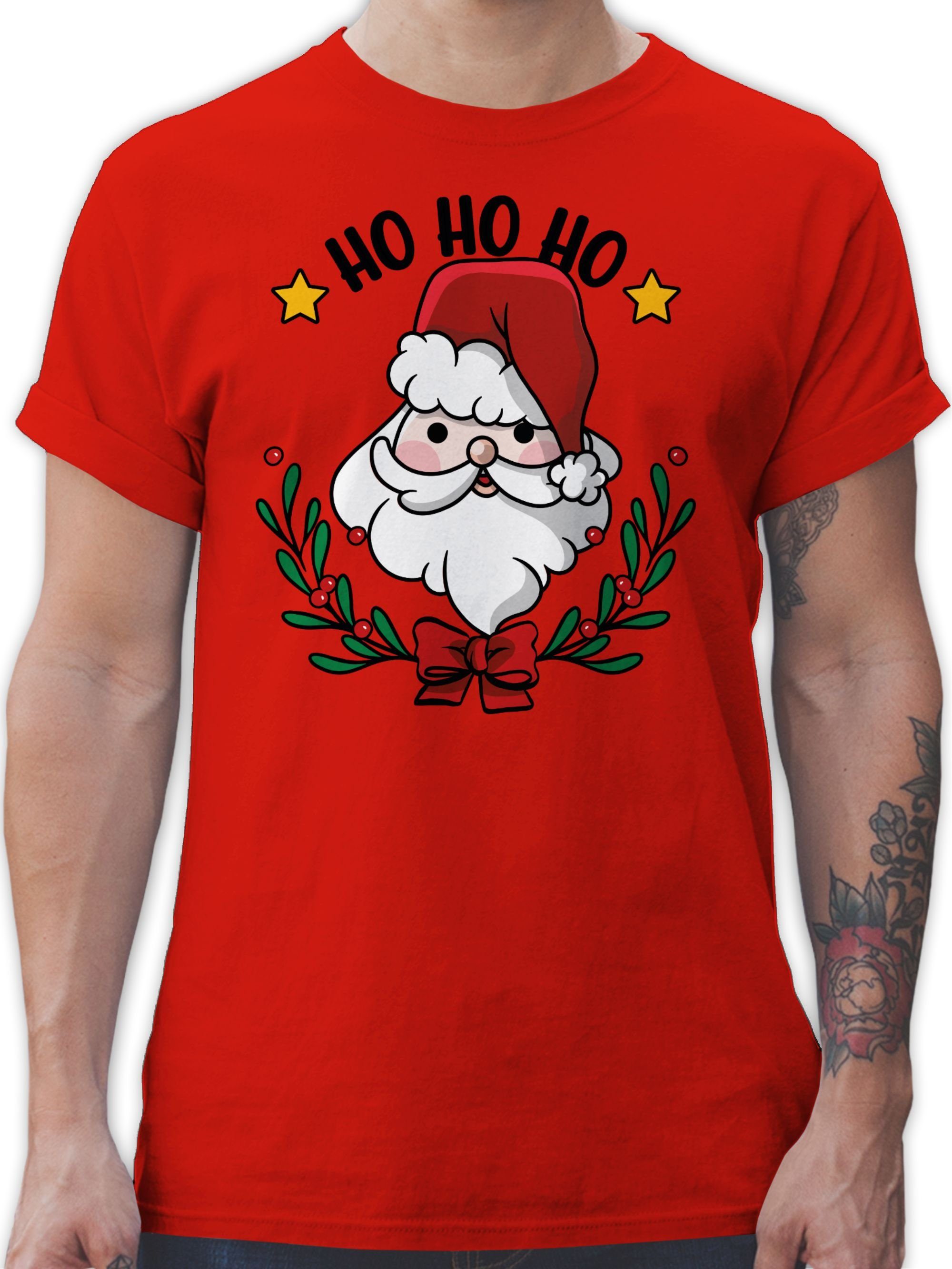 T-Shirt Ho Ho Ho mit Weihnachtsmann und Weihnachtsschmuck