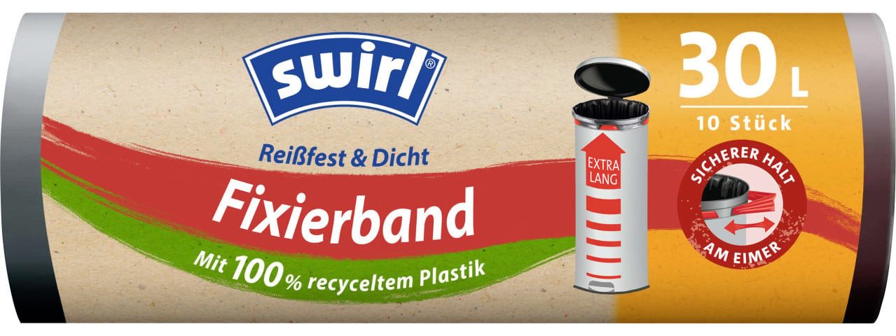 Swirl Müllbeutel Swirl® Fixierband-Müllbeutel XL 30 L Reißfest &