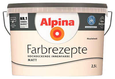 Alpina Wand- und Deckenfarbe Farbrezepte Muschelweiß, Denzentes Cremeweiß, matt, 2,5 Liter