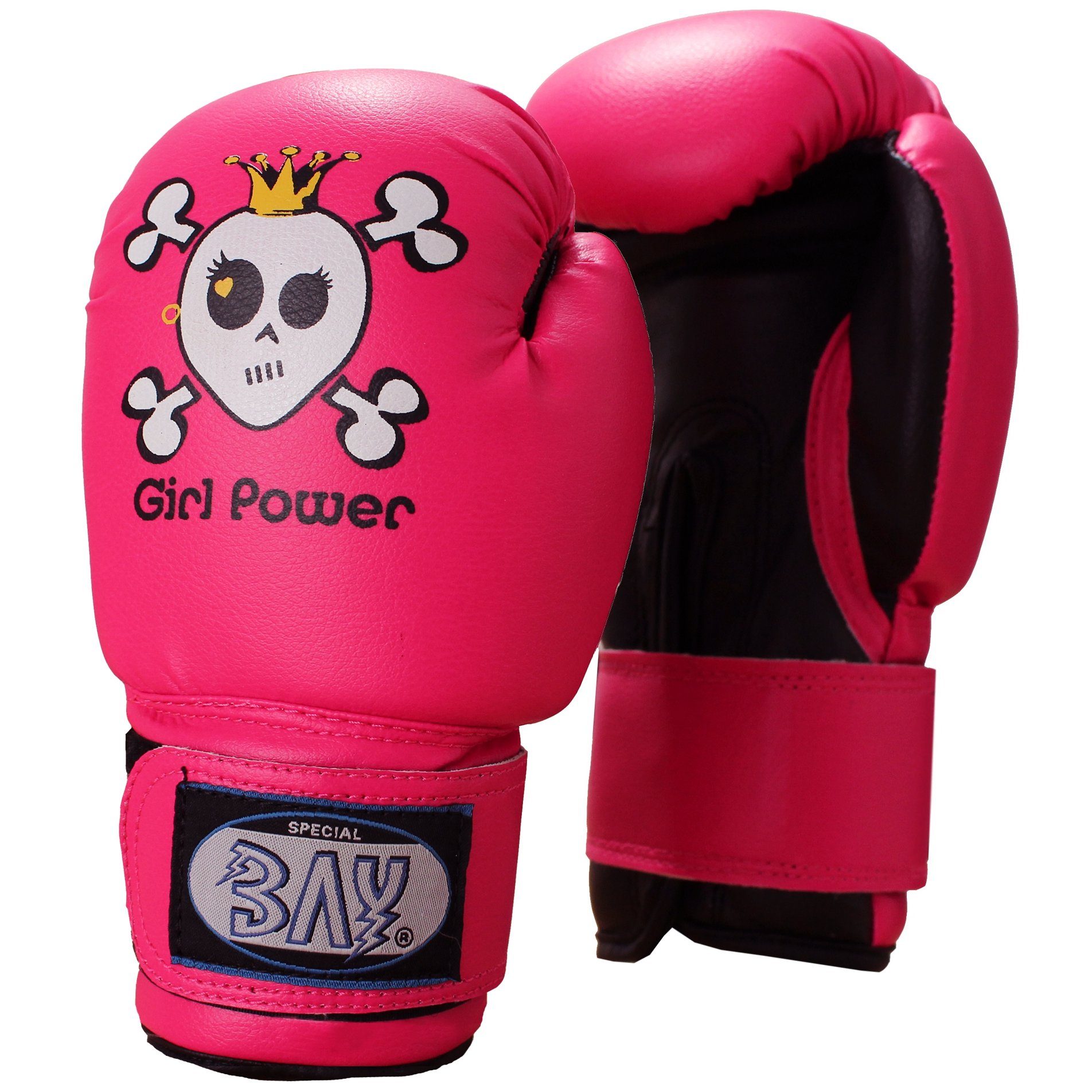 BAY-Sports Boxhandschuhe Girl Power Kinderboxhandschuhe pink rosa Kids Boxen Kickboxen Mädchen (Paar), Mega Farbe die Mädchen lieben