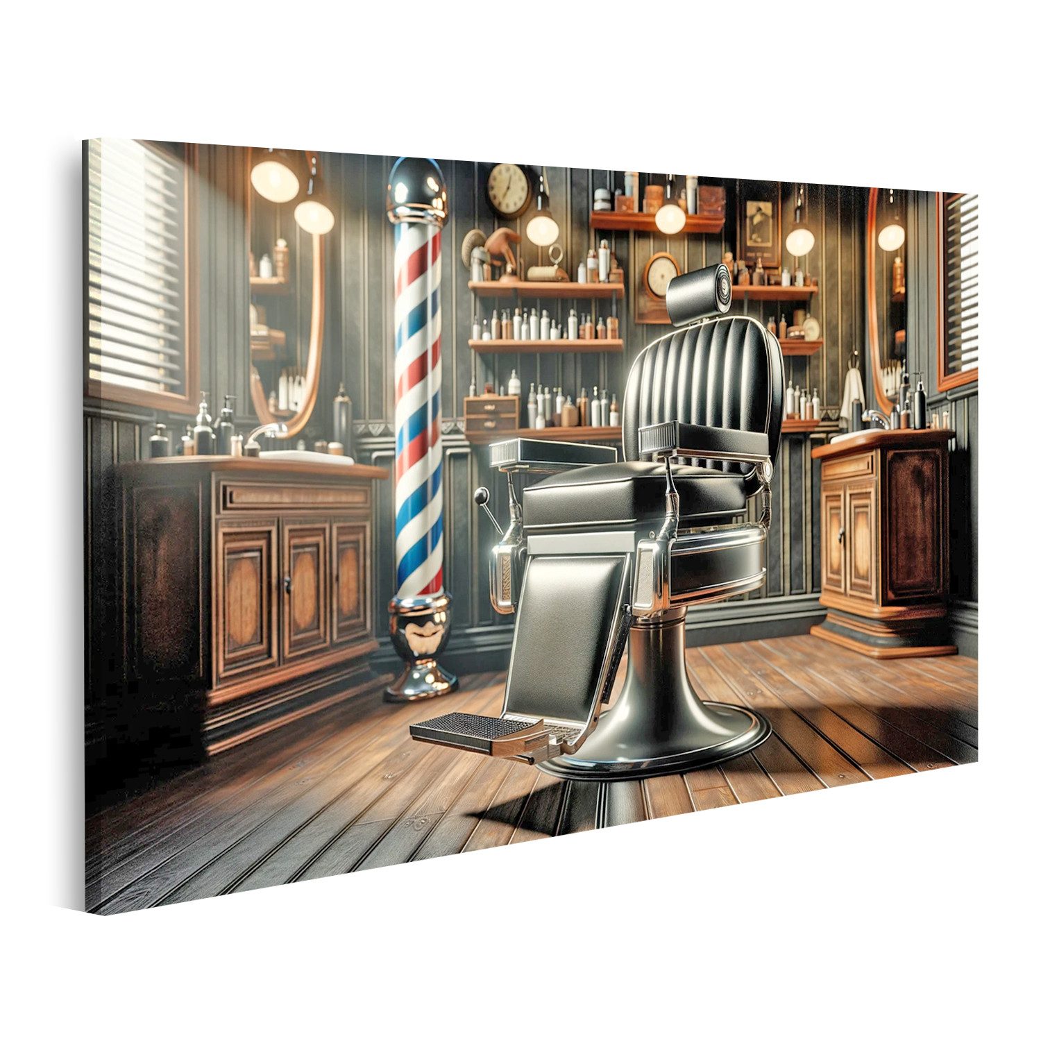 Leinwandbild Vintage-Barbershop antiker Friseurstuhl Friseur