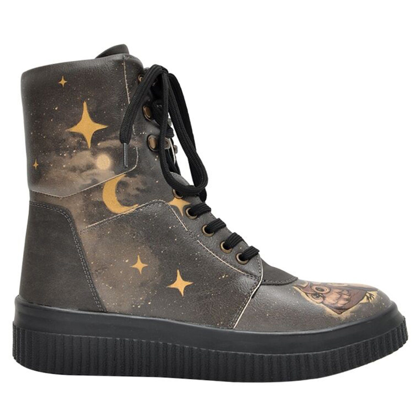 DOGO Future High Top Boots Owl Family Damen Stiefeletten Schnürboots Handgefertigt