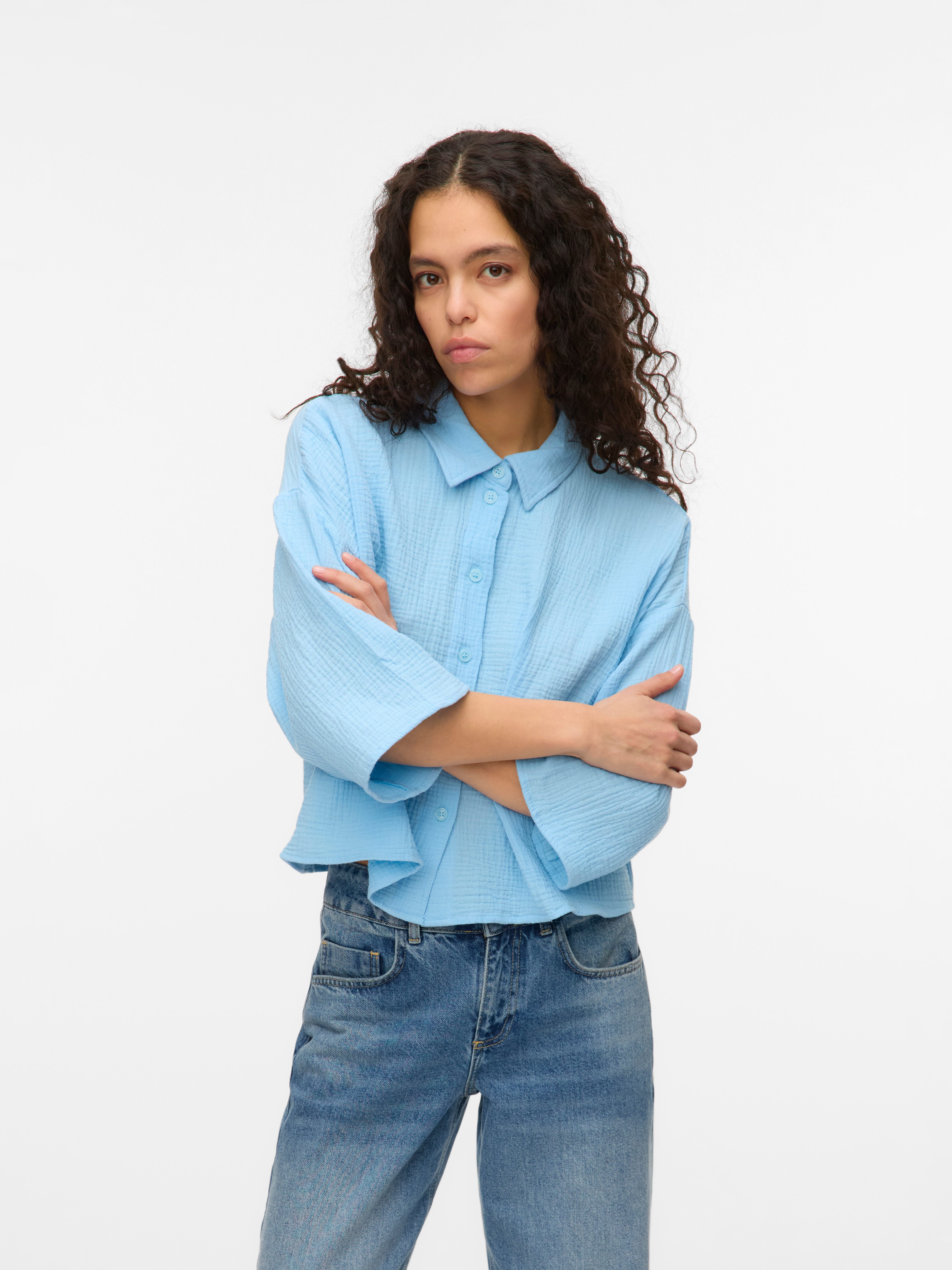 Hemdbluse VMNATALI CROP SHIRT WVN NOOS