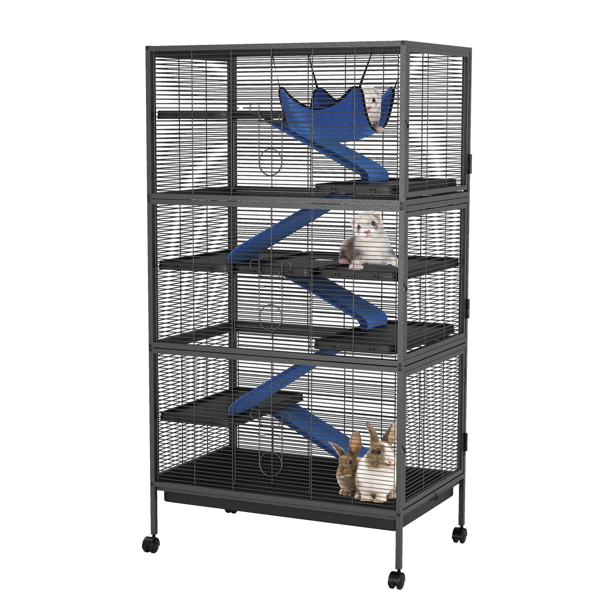 GarveeMore Kleintierkäfig Metall Kleine Tierkäfige 58" h Großer Frettennation Käfig Hängematte