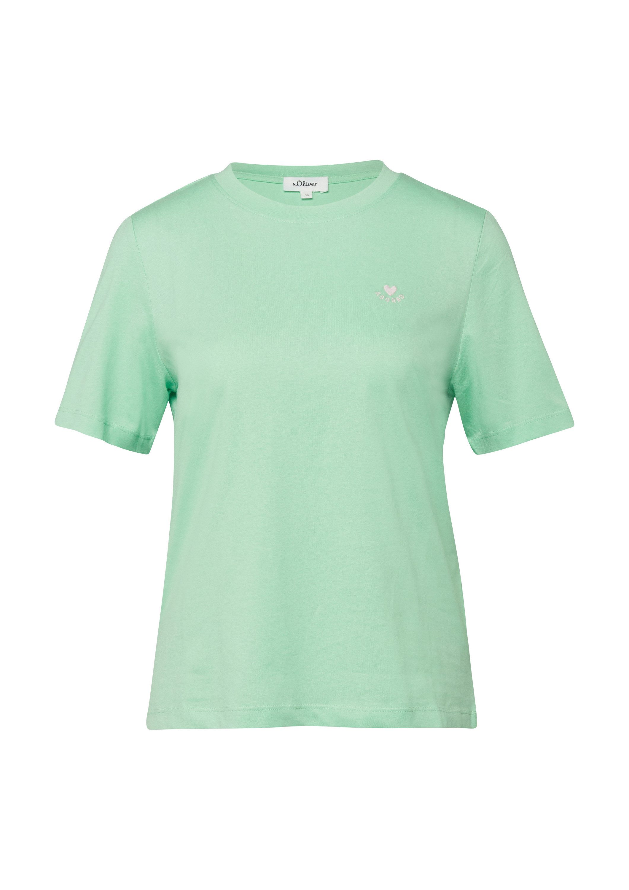s.Oliver Kurzarmshirt T-Shirt Jersey-T-Shirt im Regular Fit mit Herz-Sticke günstig online kaufen