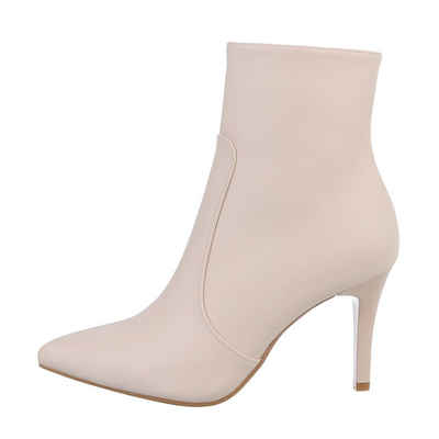Ital-Design Damen Party & Clubwear High-Heel-Stiefelette Pfennig-/Stilettoabsatz High-Heel Stiefeletten in Beige