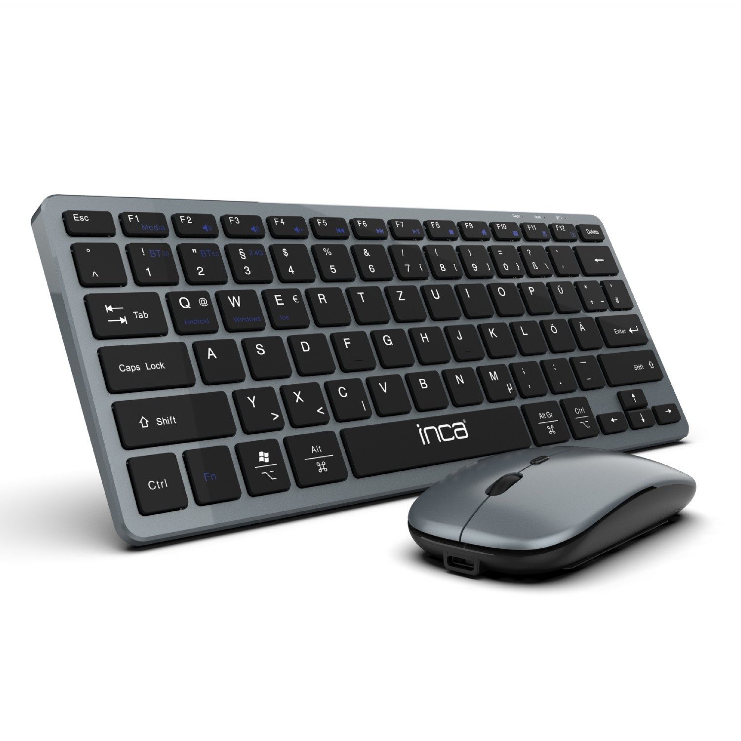 INCA Smart Wireless Drahtlos Tastatur und Maus-Set wiederaufladbarer Akku Wireless-Tastatur