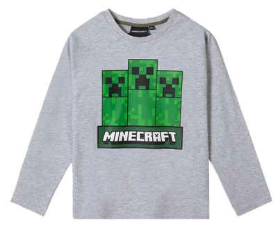 Minecraft Langarmshirt »MINECRAFT Langarm T-Shirt Kinder Sweater Sweatshirt Pullover Jungen + Mädchen Sky + Gray Gr. 116 128 134 140 152 für 6 7 8 9 10 12 Jahre«