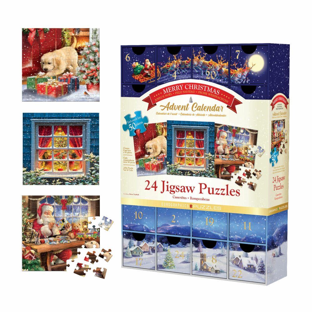 EUROGRAPHICS Puzzle Adventskalender - Classic Christmas, 24 Puzzleteile