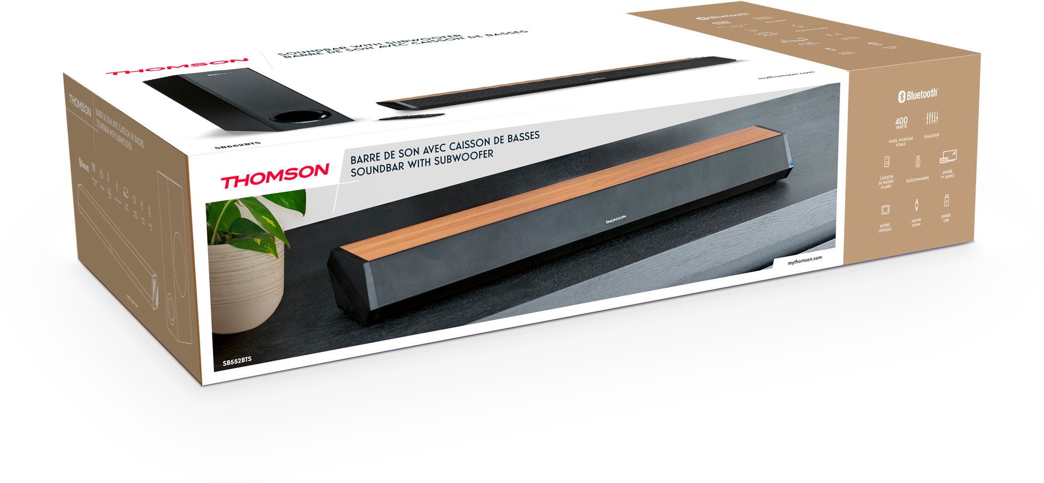 Thomson Bluetooth Soundbar SB552BTS Soundsystem Subwoofer Holz TH388183 Stereoanlage