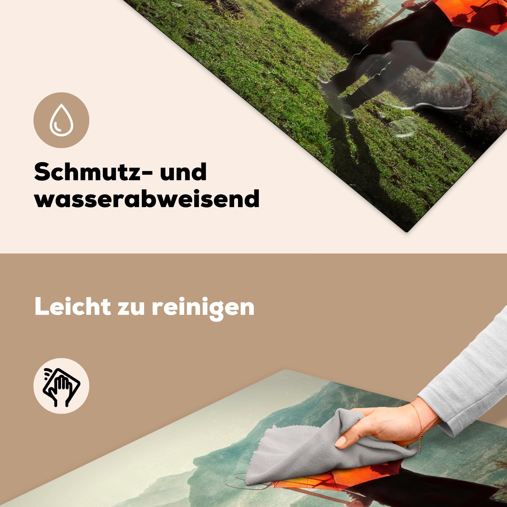 MuchoWow Herdblende-/Abdeckplatte Landwirt der (1 78x78 in Ceranfeldabdeckung, cm, mit Vinyl, tlg), für Schweiz, küche Arbeitsplatte Regenschirm