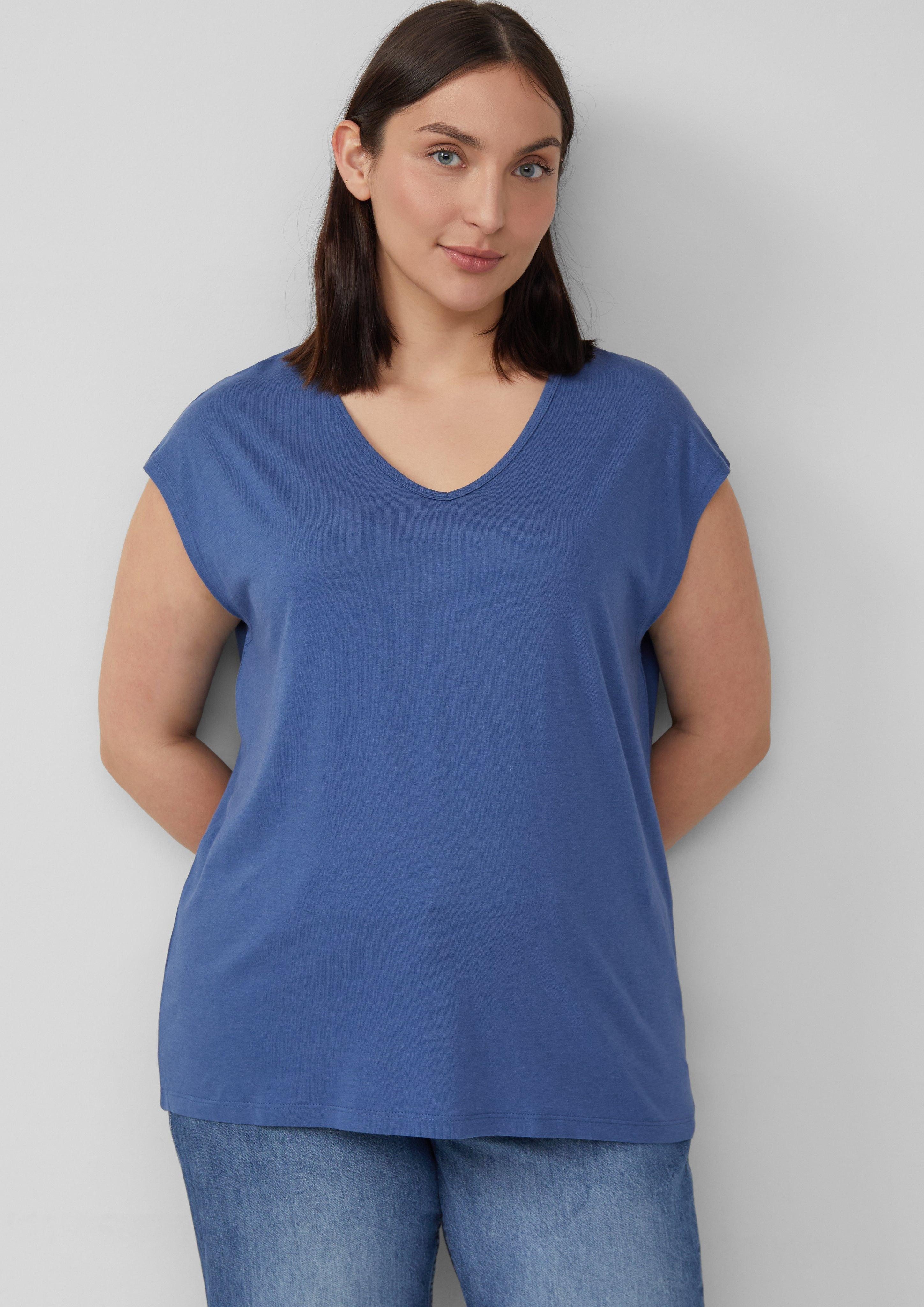 s.Oliver Kurzarmshirt T-Shirt mit V-Ausschnitt im günstig online kaufen