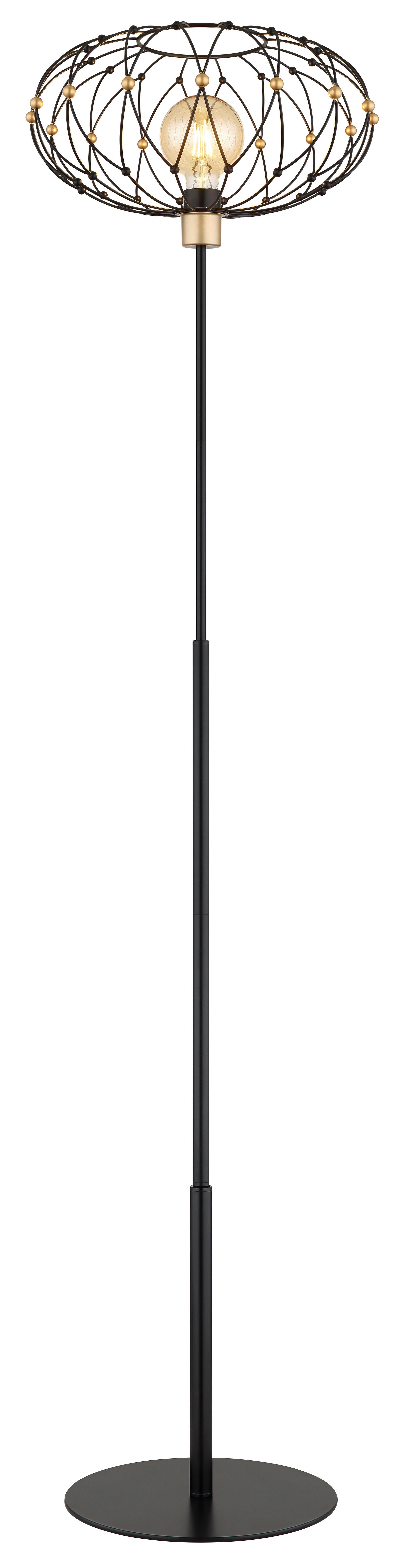 GLOBO LIGHTING Stehlampe GREYS, ohne Leuchtmittel, Stehleuchte Schwarz/Gold, Metallgeflecht, Fußtritt, E27
