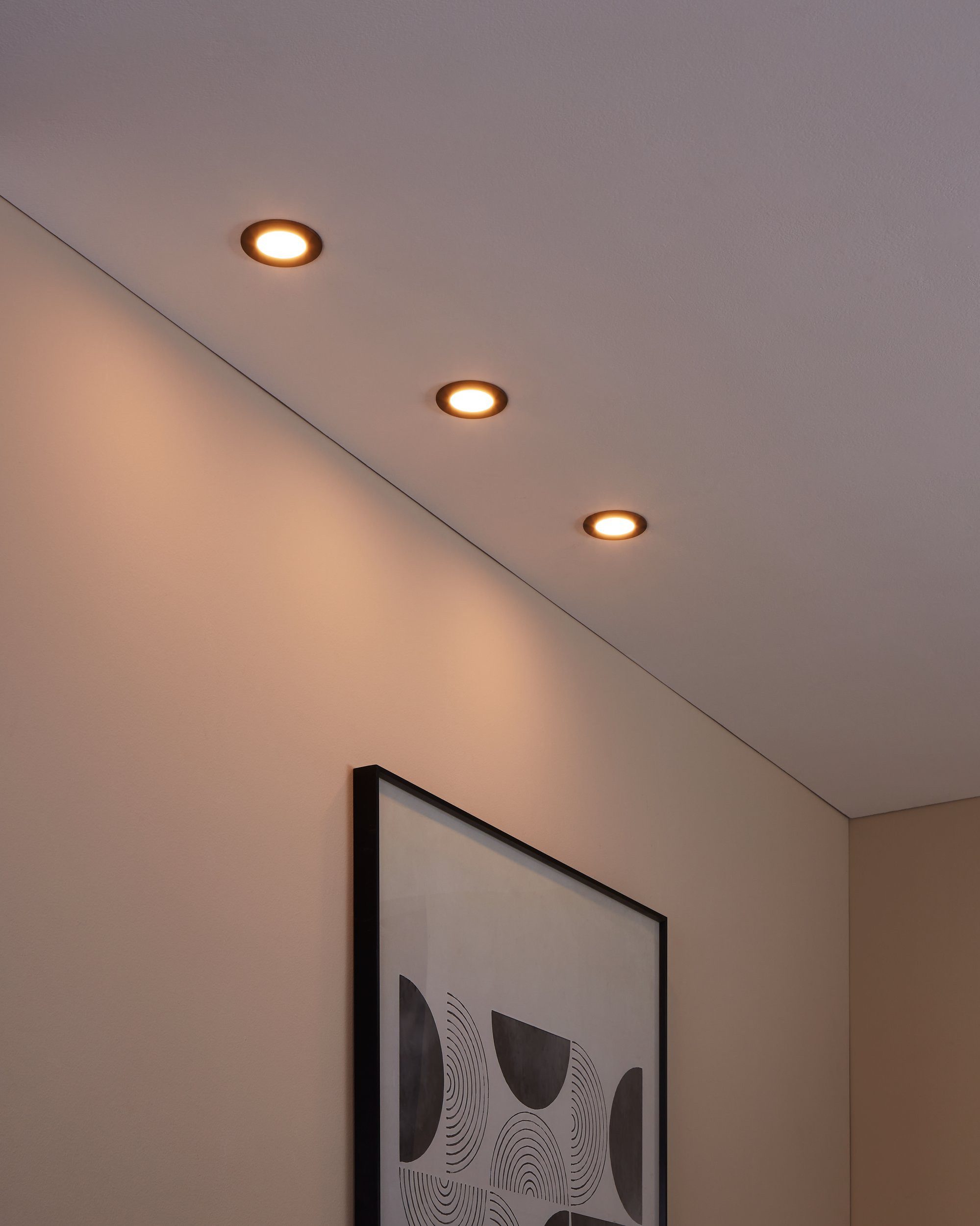 EGLO LED Einbauleuchte Fueva-z, Leuchtmittel inklusive, Einbauleuchte - H2,6 x Ø8,5 cm - schwarz - 3X2,8W inkl.