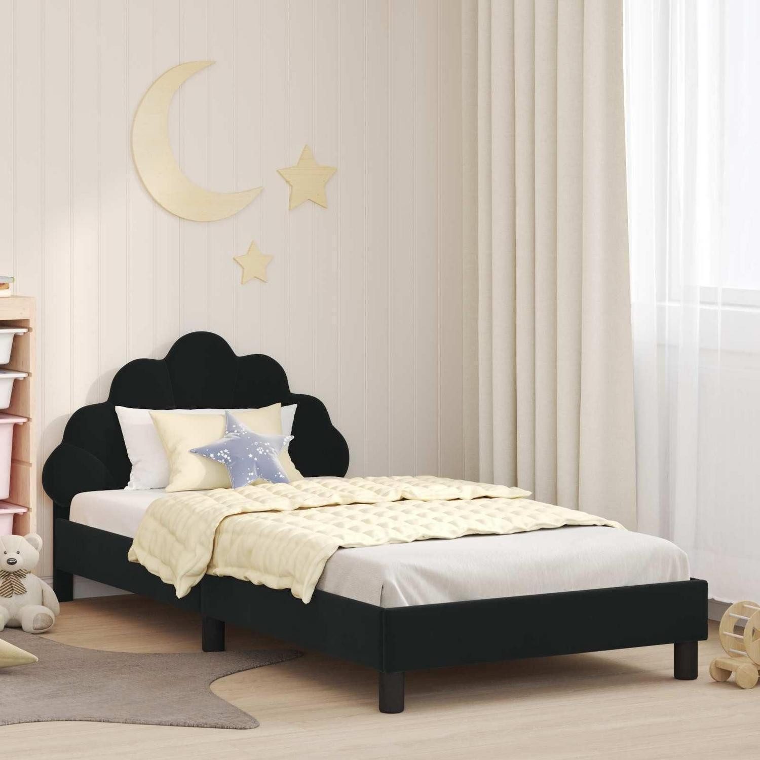 LuxusKollektion Bettgestell Bett Schwarz 80x200 mit Kopfteil