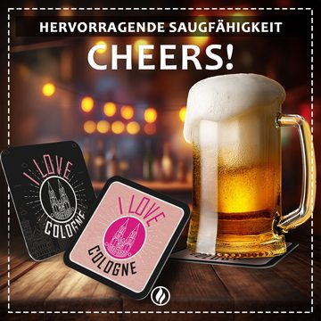 Funke & Brand Bierdeckel "I Love Cologne" – 50er Set für Köln-Fans - Köln Deko