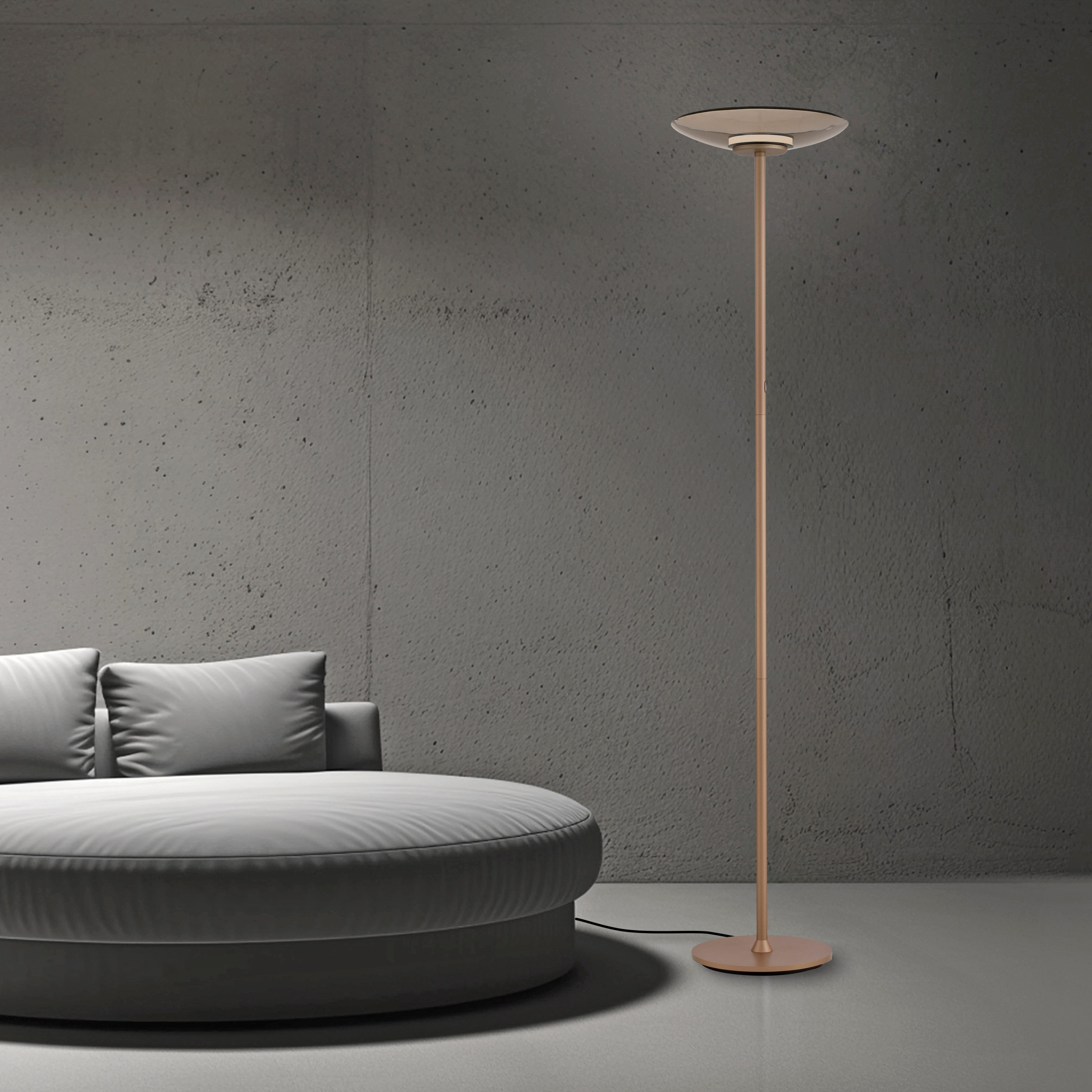Neuhaus PURE LED Stehlampe PURE Moon, LED fest integriert, Warmweiß, Stufenloses dimmen per Touchdimmer, Rauchglas