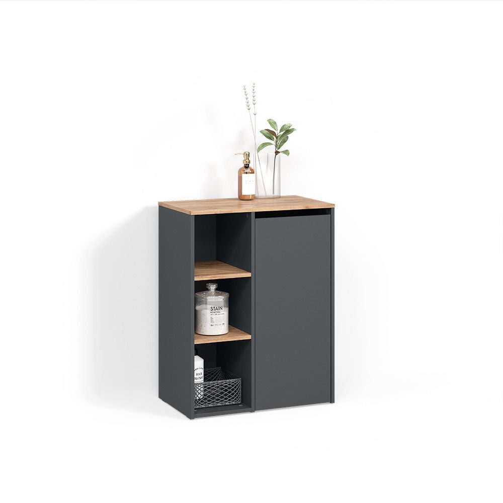 Livinity® Wäscheschrank Paolina, Anthrazit/Goldkraft Eiche, 68 x 88.2 cm, m günstig online kaufen