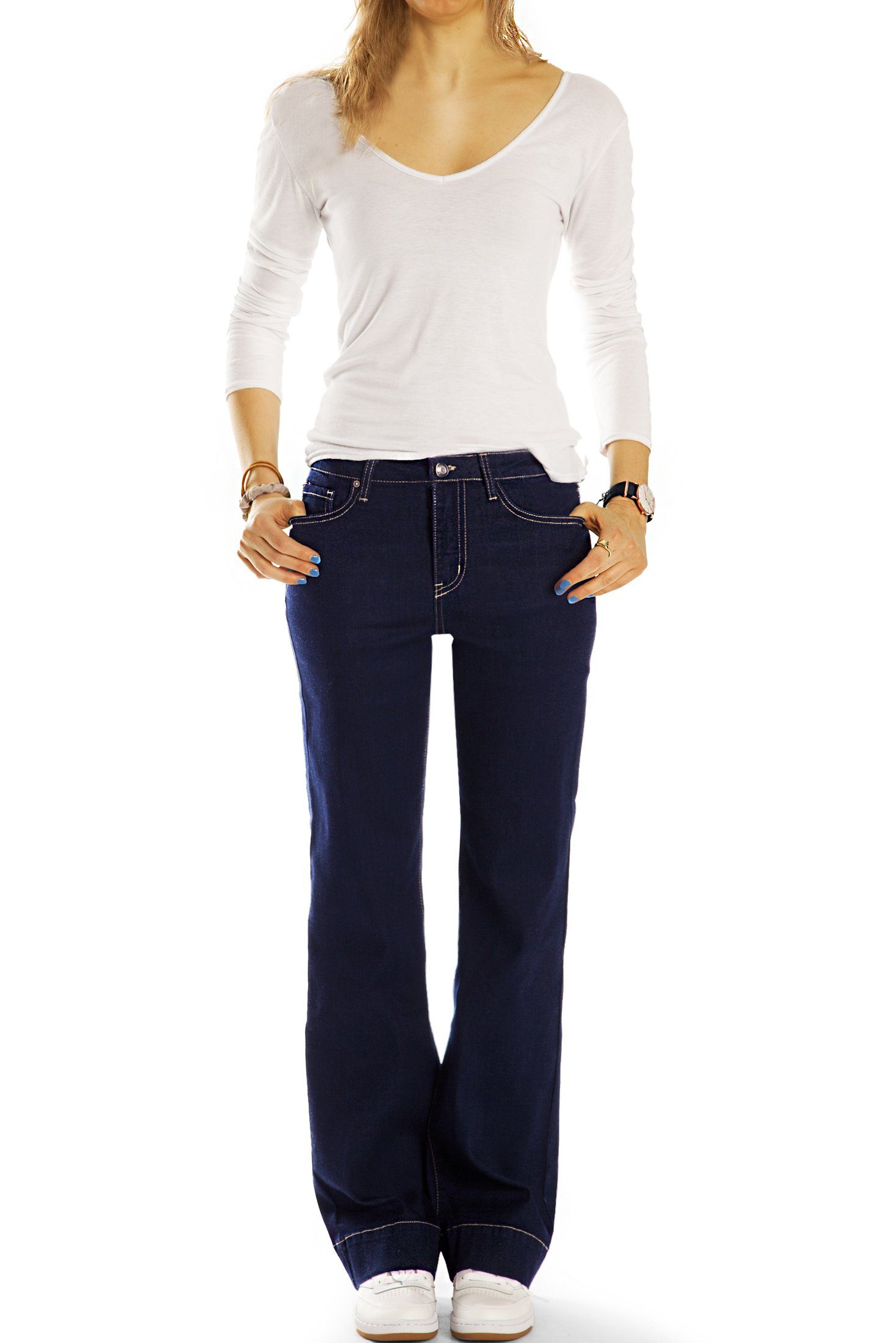 j24r-1 dunkelblau be Bootcut-Jeans styled Schlag mit Jeans Damen