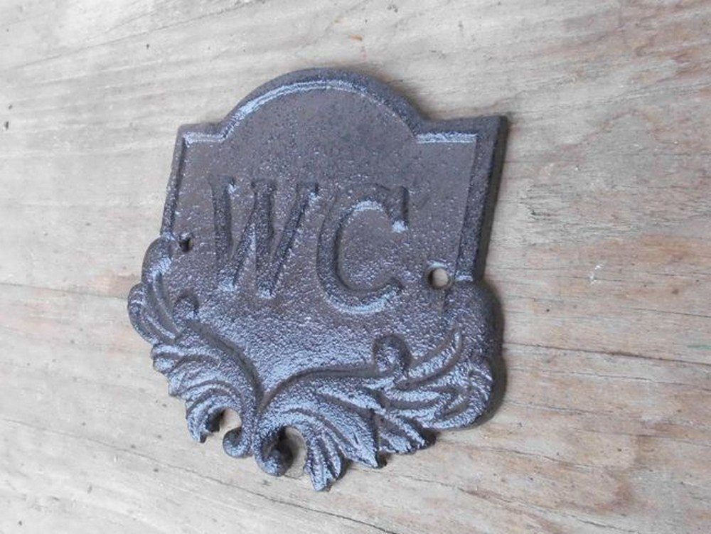 Thumbnail - Deko-Impression Hinweisschild Dekoratives Schild Wandschild WC Toilette Gusseisen massiv braun, (1 St)