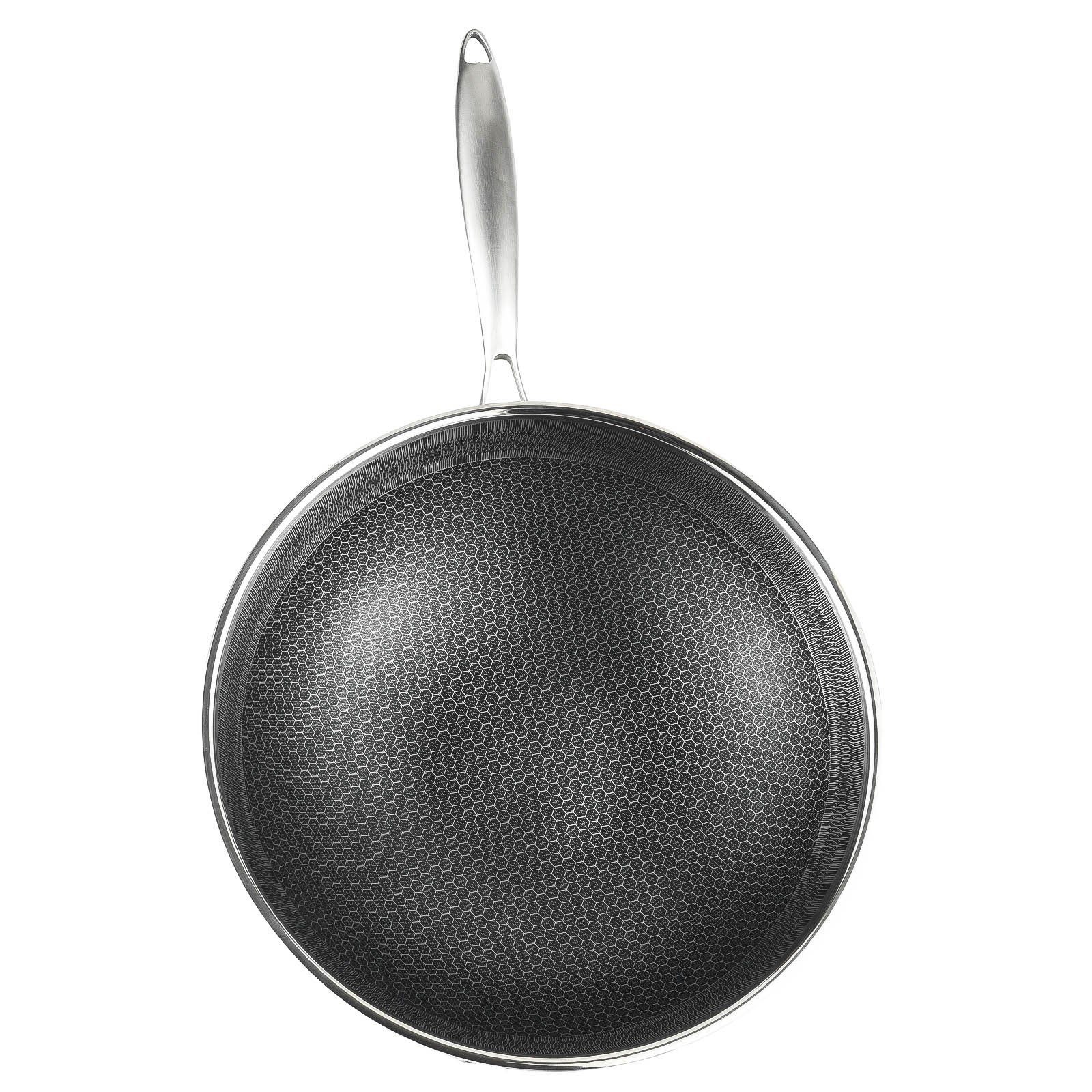 4BIG.fun Bratpfanne Bratpfanne Ø20 cm Edelstahl Induktion Pfanne Antihaft - Wabenstruktur, Edelstahl