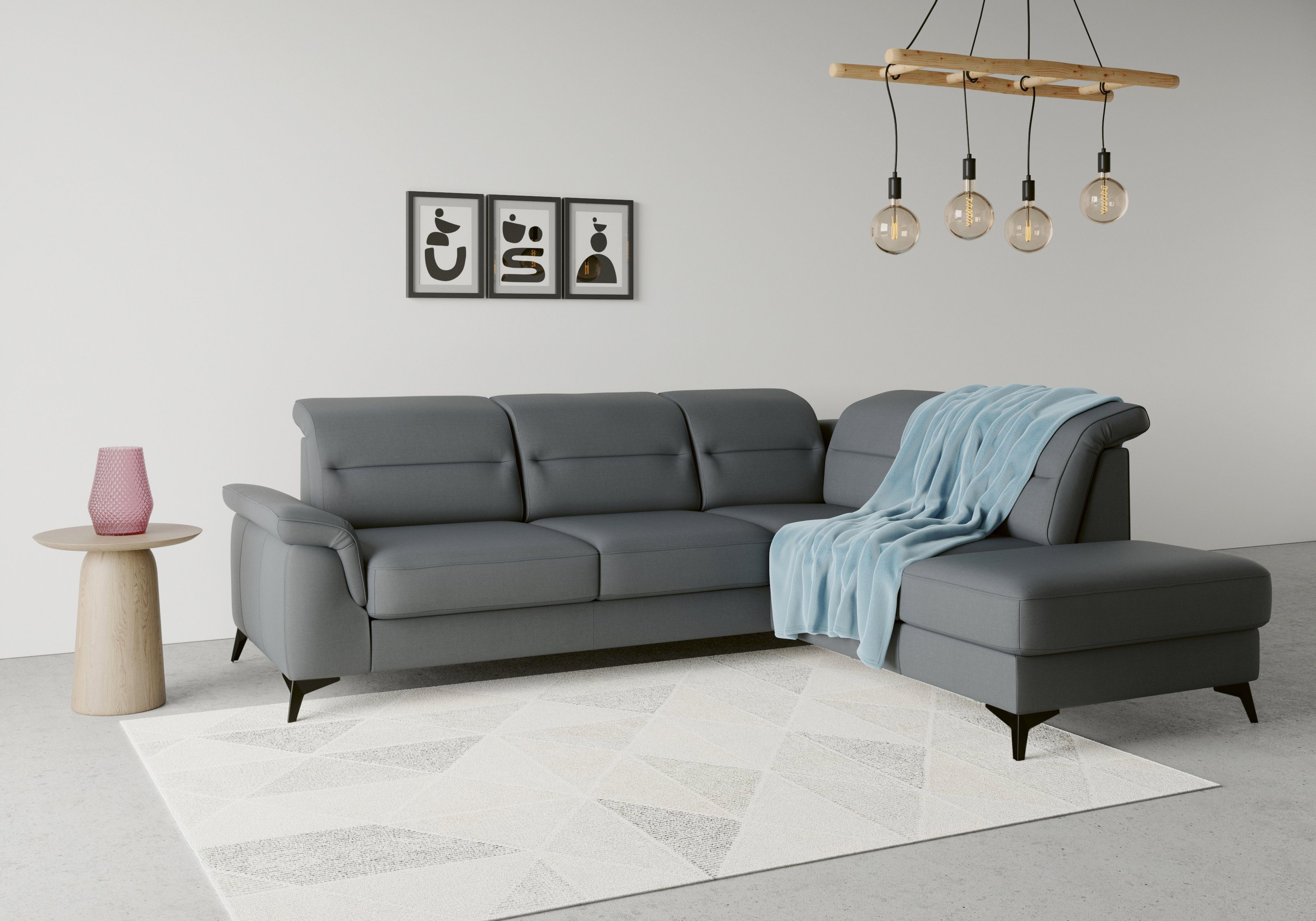 sit&more Ecksofa Sinatra, mit optional und mane, Kopfteilverstellung Armteilfunktion mit