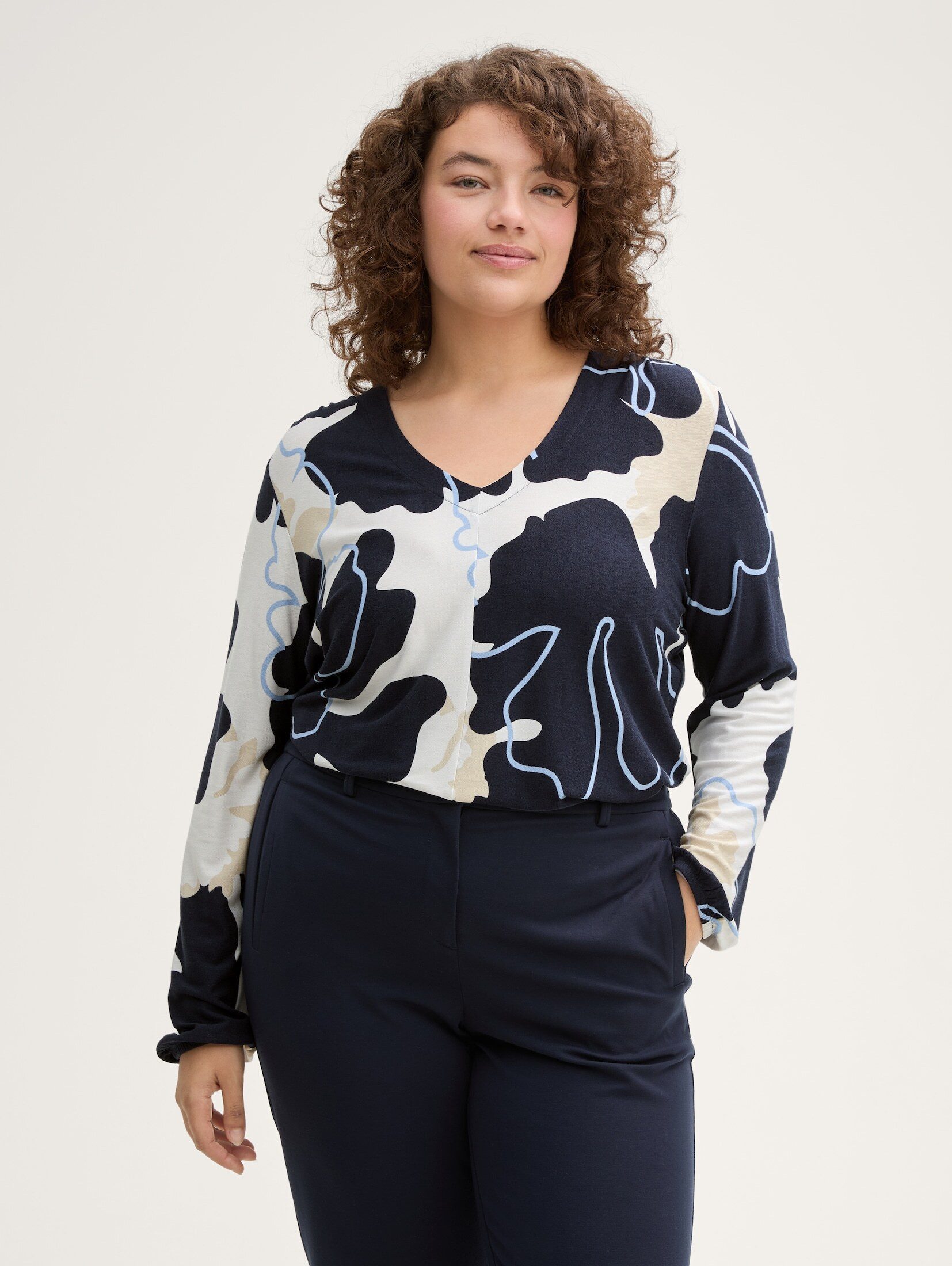 TOM TAILOR PLUS Langarmshirt Plus Size - Blusenshirt mit Muster