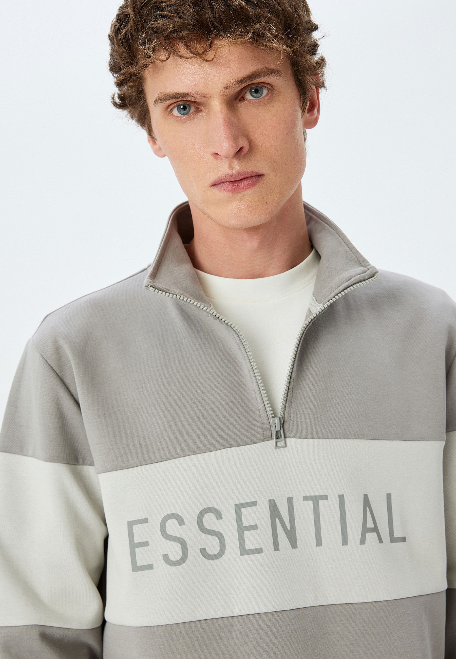 Koton Sweatshirt Halbreißverschluss Mit Farbblock Sweatshirt