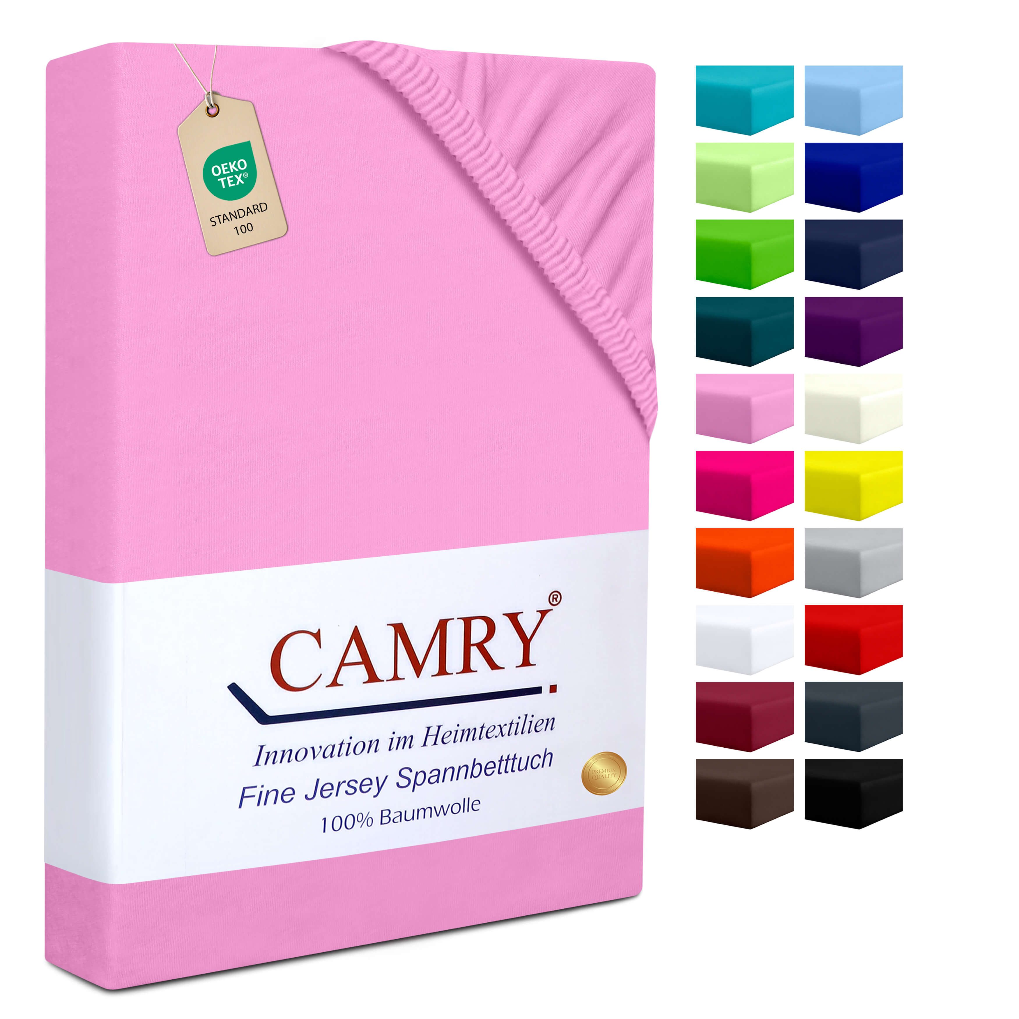 Camry Spannbettlaken CLASSIC Jersey 100% Baumwolle Spannbetttuch atmungsaktiv Gummizug, Jersey Baumwolle, Gummizug: rundum, 100% Baumwolle, alle Matratzenhöhen, atmungsaktiv, pflegeleicht