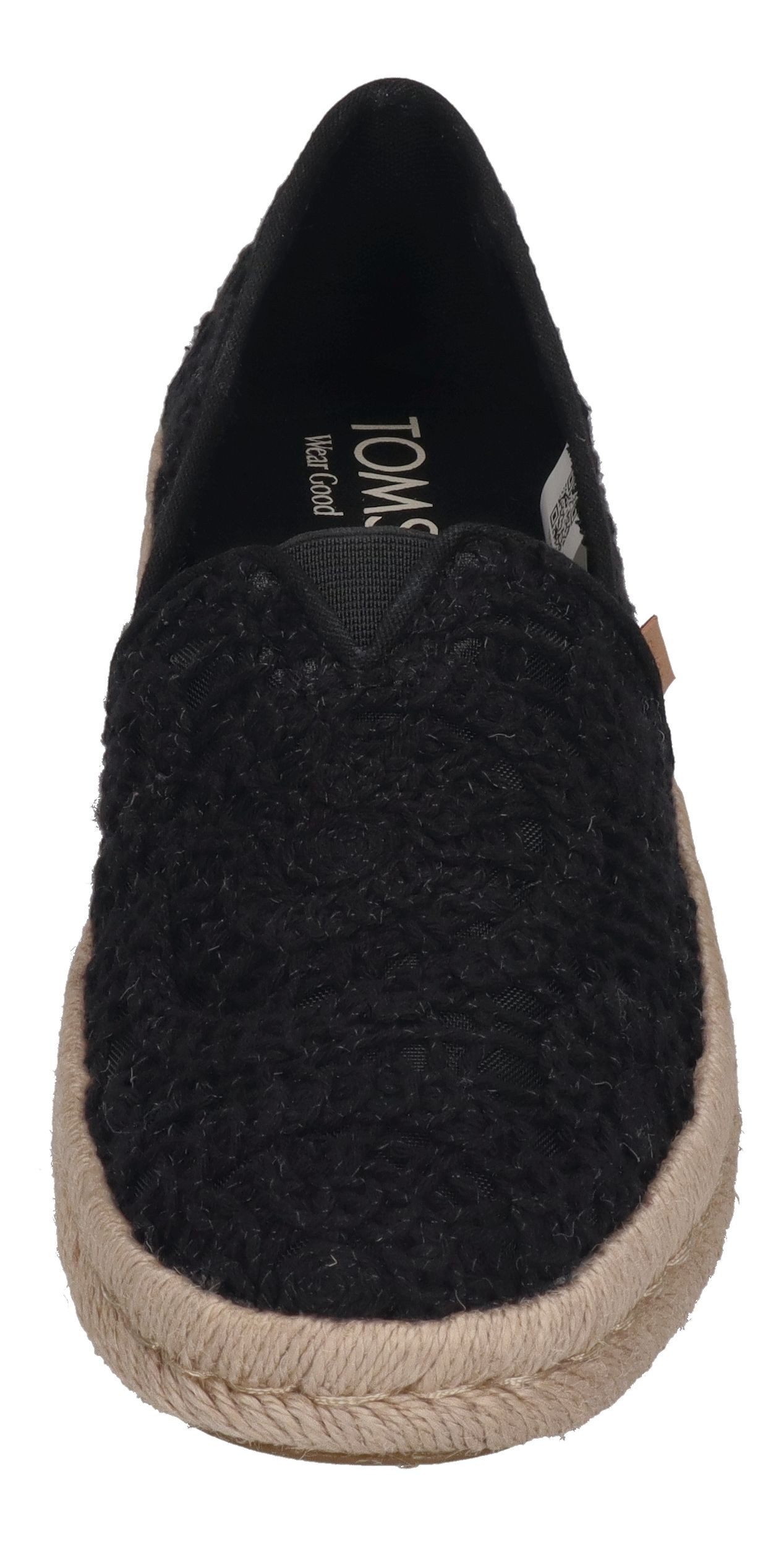 TOMS ALPARGATA ROPE 2.0 Espadrille Black Crochet Lace