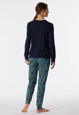 Schiesser Pyjama "Contemporary Nightwear" (2 tlg) unifarbenes Oberteil mit gemusterter Hose