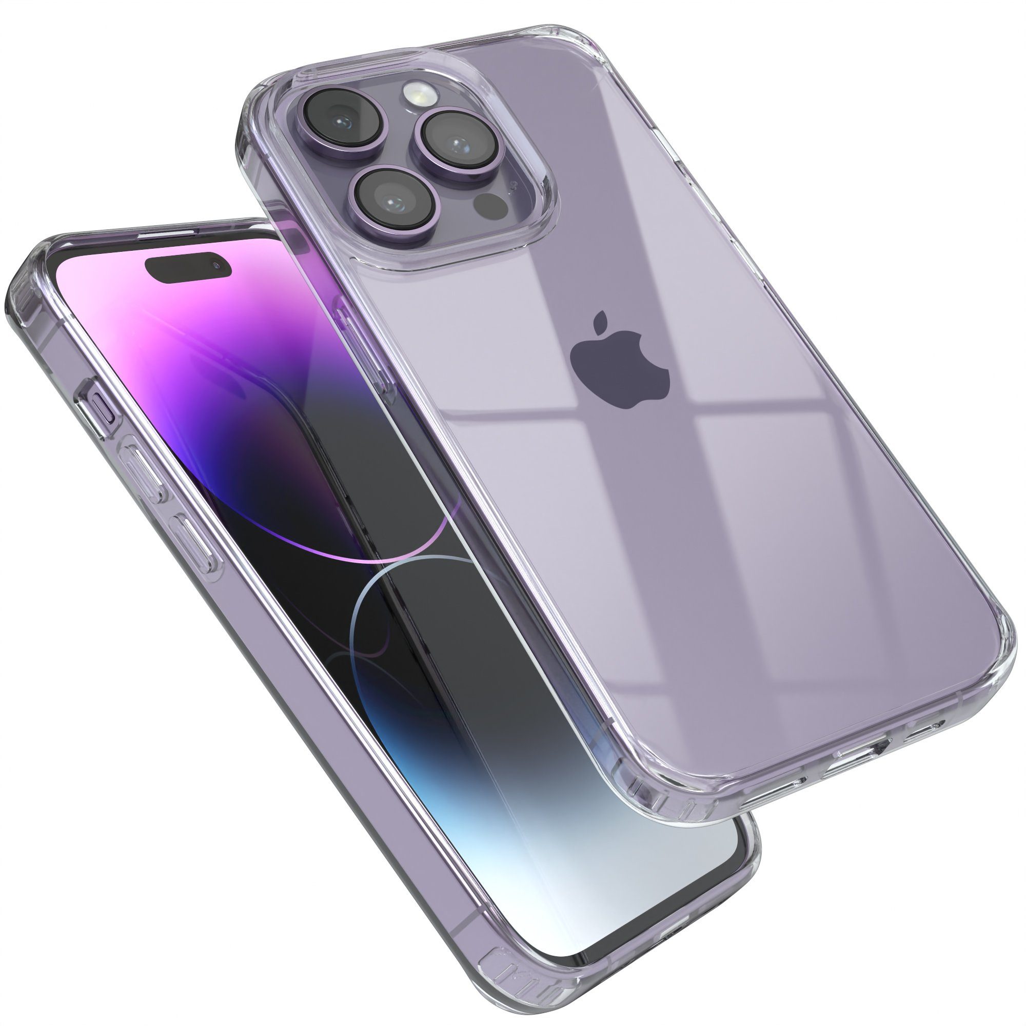 EAZY CASE Handyhülle Crystal Clear Case für Apple iPhone 14 Pro 6,1 Zoll, Schutzhülle Kameraschutz Silikonhülle Transparent Handyhülle Slimcover
