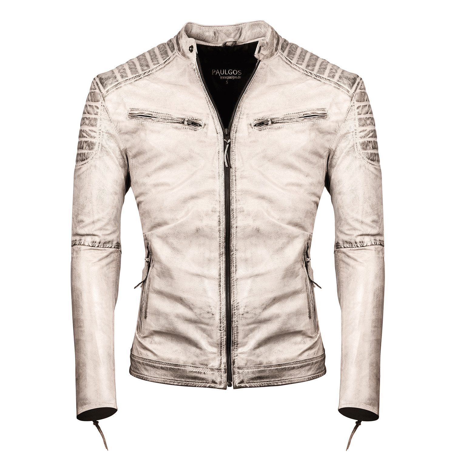 PAULGOS Lederjacke Herren Jacke Übergangsjacke Biker Look 100% Echtleder D2 günstig online kaufen