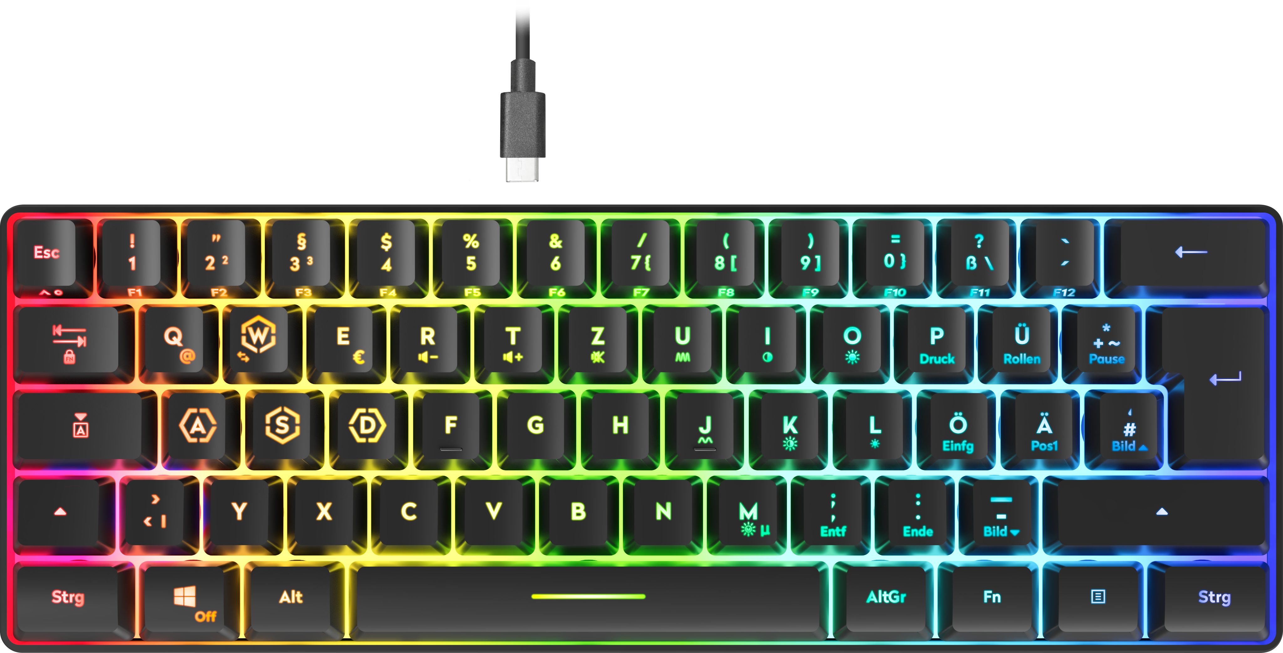 Speedlink LETOS RGB Gaming Keyboard, 60% Tastenfeld, schwarz - DE layout - Gaming-Tastatur (mit Hintergrundbeleuchtung)