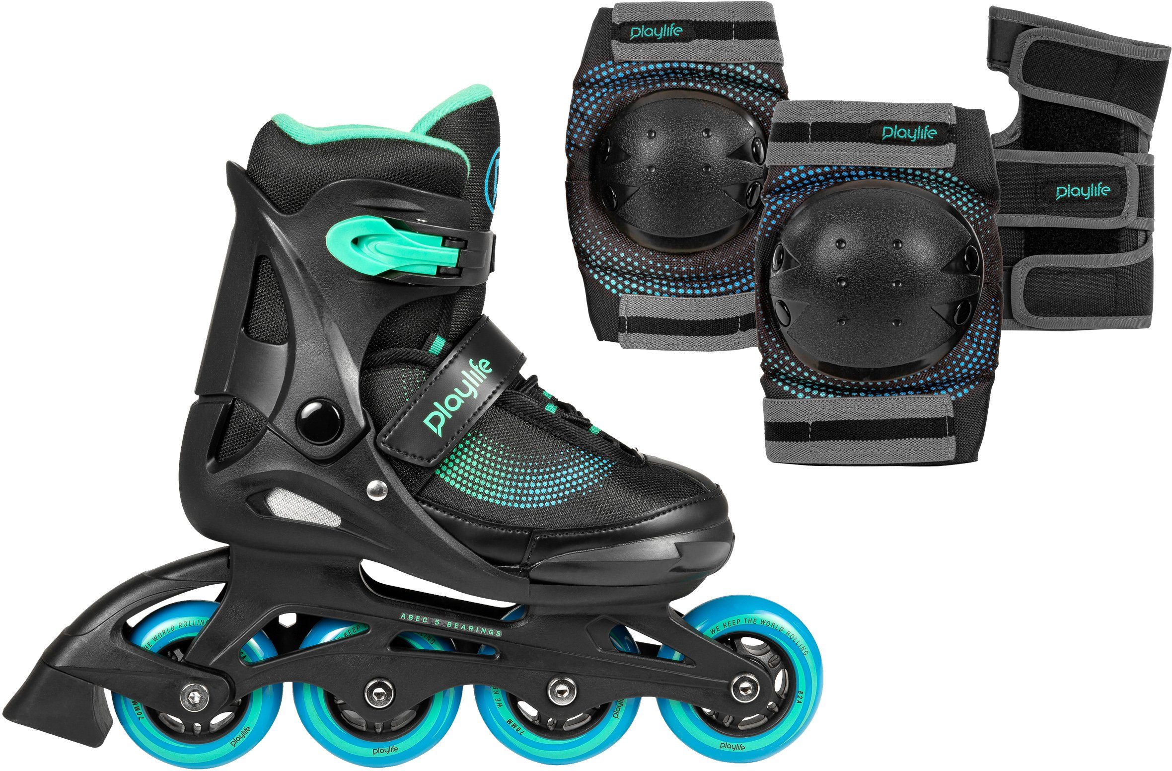 Playlife Inlineskates Playlife Joker, (Set), mit Schutz Set bestehend aus Knie-, Ellenbogen-, Handgelenkschützern