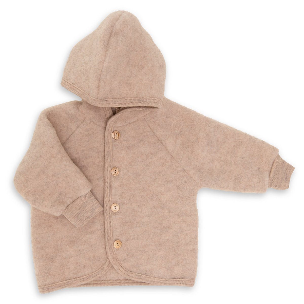 Engel Naturtextilien Walkjacke (1-St) Baby Fleece Jacke mit Kapuze aus Bio Schurwolle