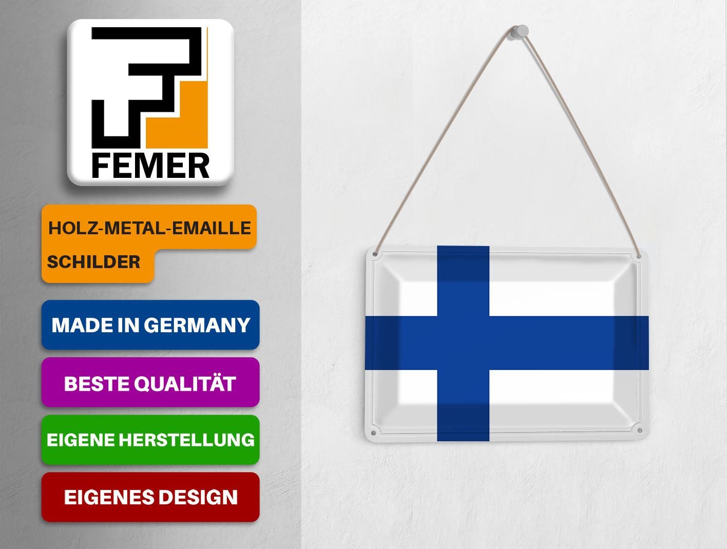 Femer GmbH Postkarte Flagge Finnlands 14x10 cm flag of Finland, unfrankiert