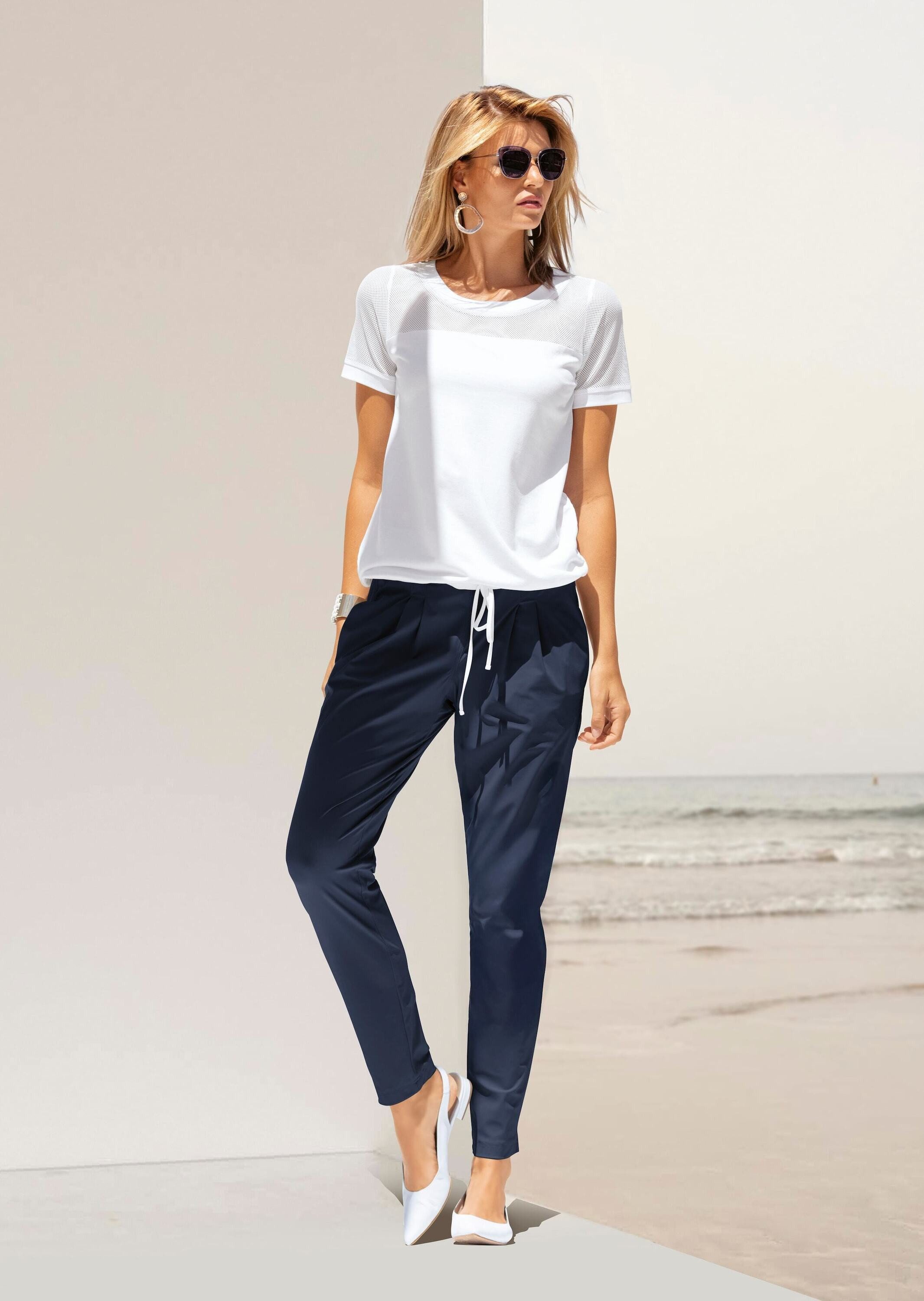 Kurzarmshirt Luftiges T-Shirt mit transparenten Details