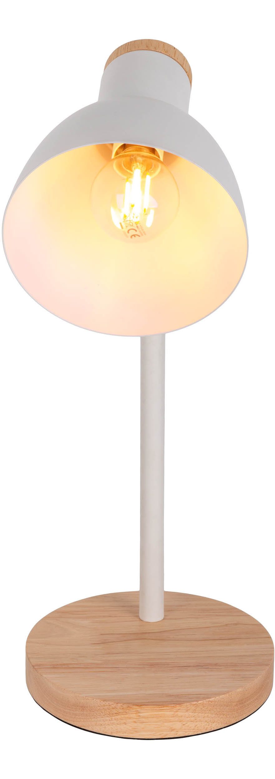 näve Schreibtischlampe Marie, ohne Leuchtmittel, Fuß und Schirm z.T. aus Holz, Schirm flexibel beweglich, E14 – Bild 4 von 5
