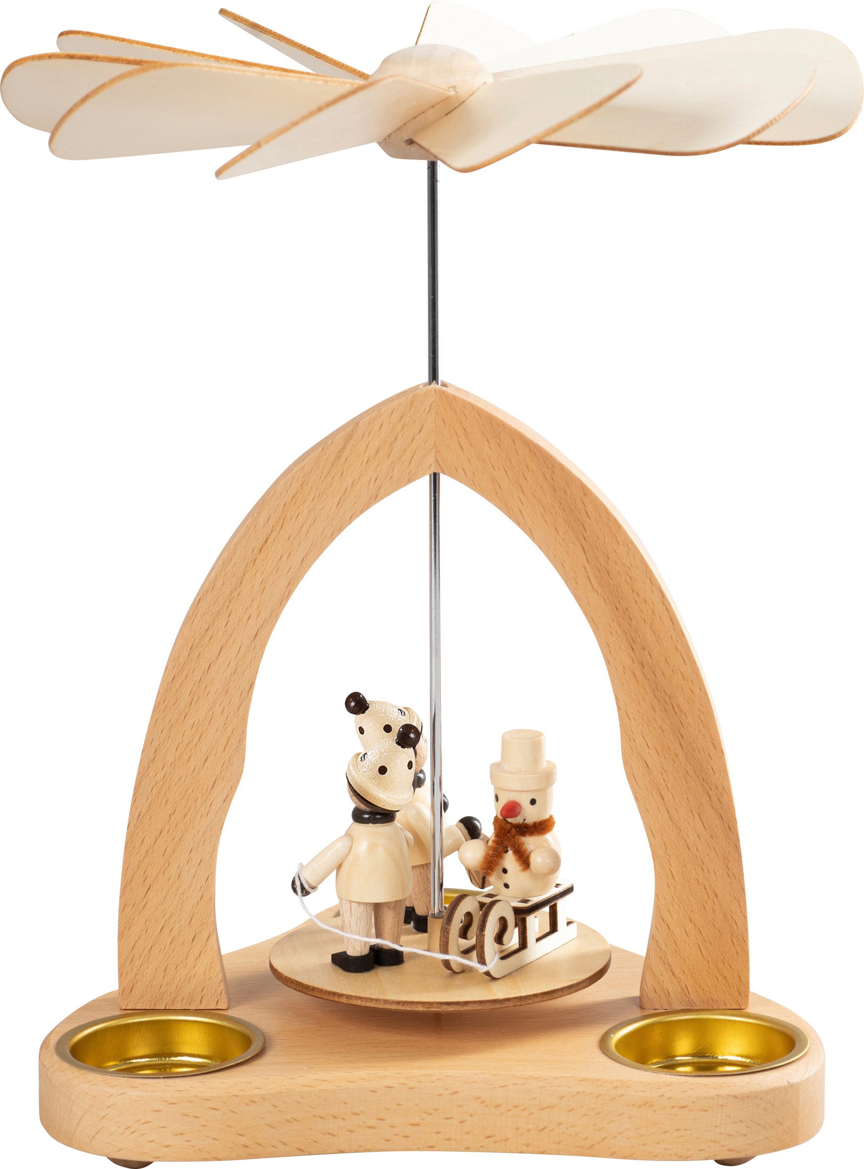 SAICO Original Weihnachtspyramide Tischpyramide, Winterkinder, natur, für 3 Teelichte, HxØ: 20x21cm