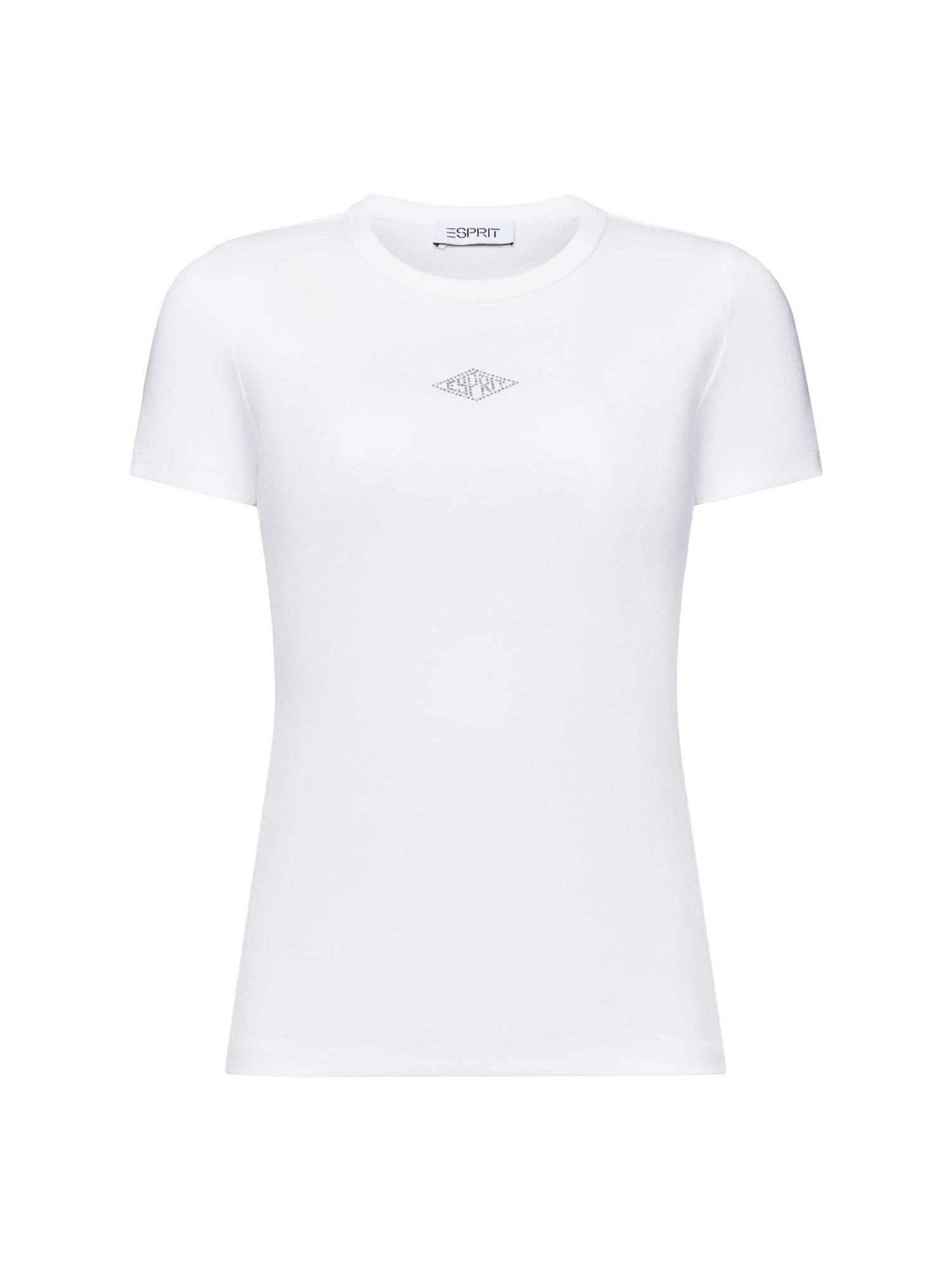 Esprit T-Shirt Logo-T-Shirt mit Glitzersteinen (1-tlg)