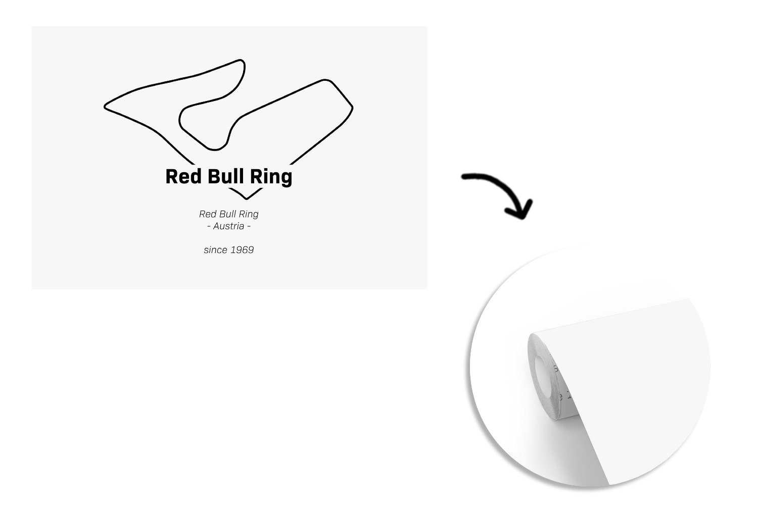 Bull (6 Schlafzimmer, MuchoWow bedruckt, Ring Kinderzimmer, Fototapete Tapete Vinyl St), - Formel-1-Rennstrecke, Matt, für Wohnzimmer, Wallpaper Red