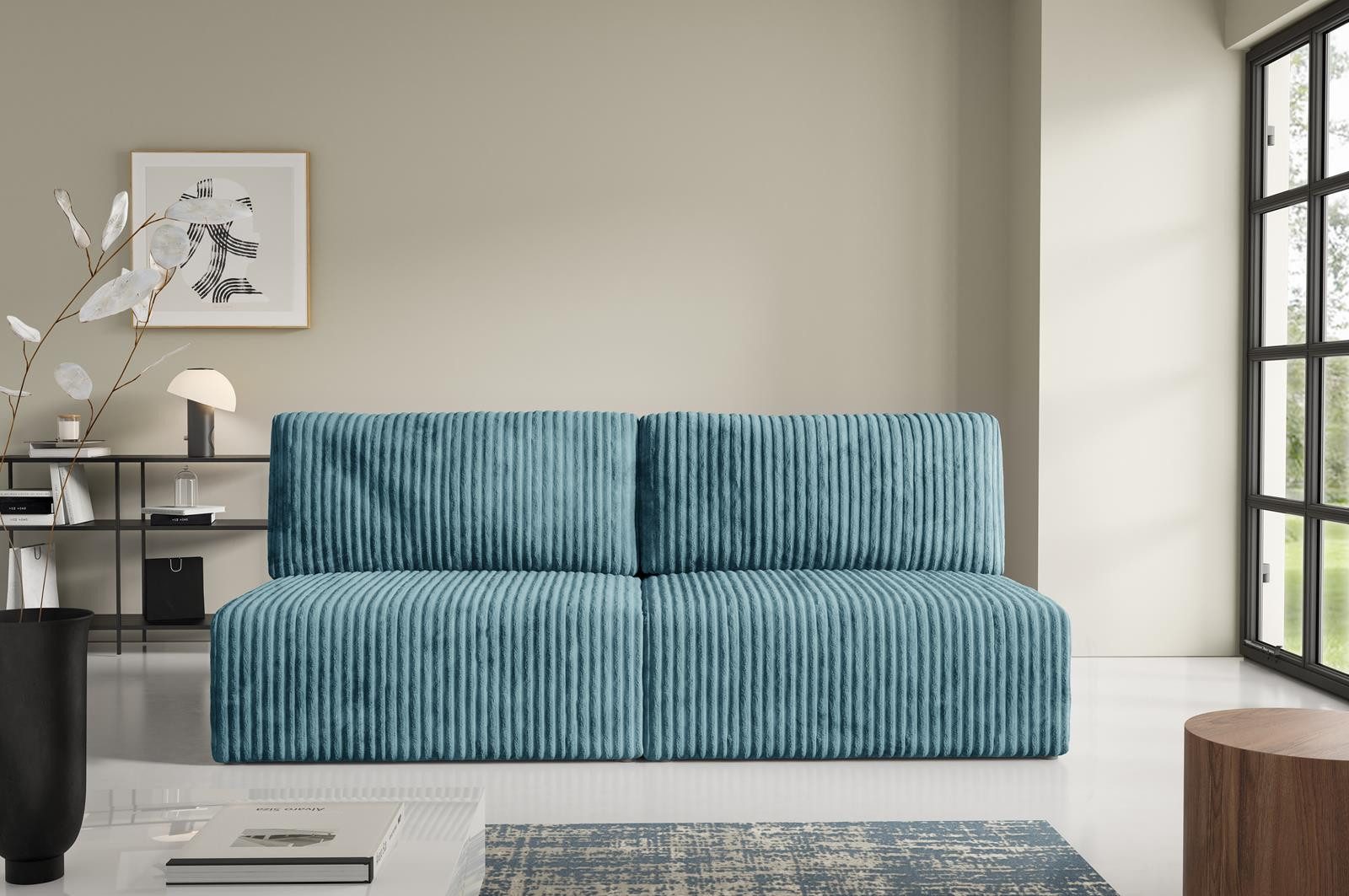 Compleo Schlafsofa klein, Cordsofa ohne Armlehnen, günstig online kaufen