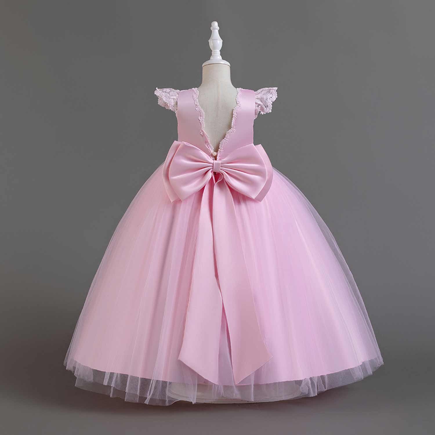 Daisred Abendkleid Kinderkleider Prinzessinnenkleid Rosa Tüllkleider Blumenmädchen