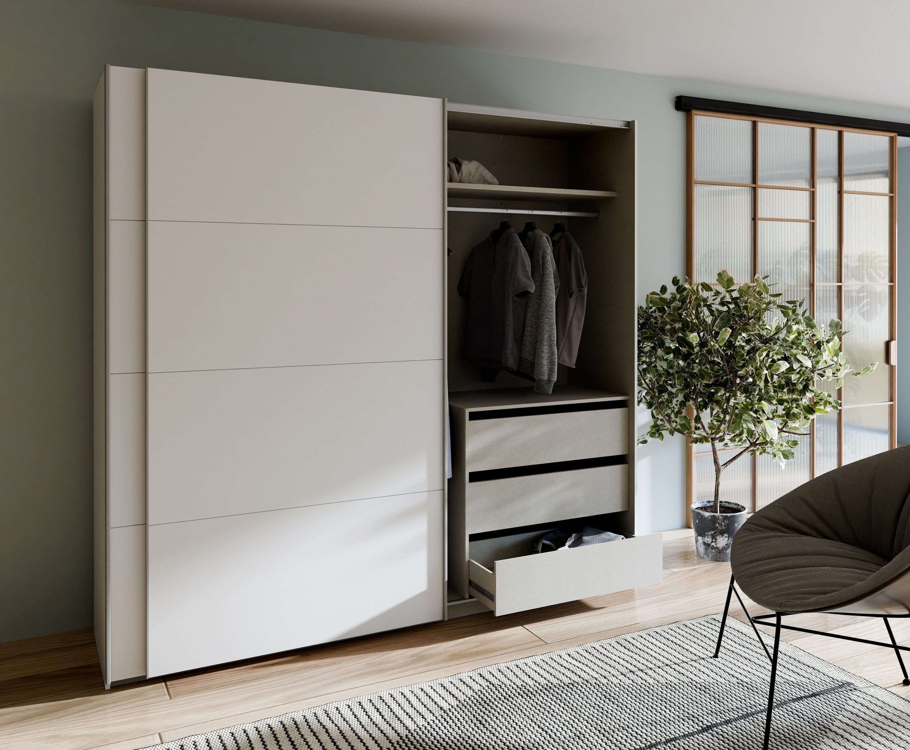 FORTE Schiebetürenschrank in weiss - 220,1x210,5x61,2cm (BxHxT)