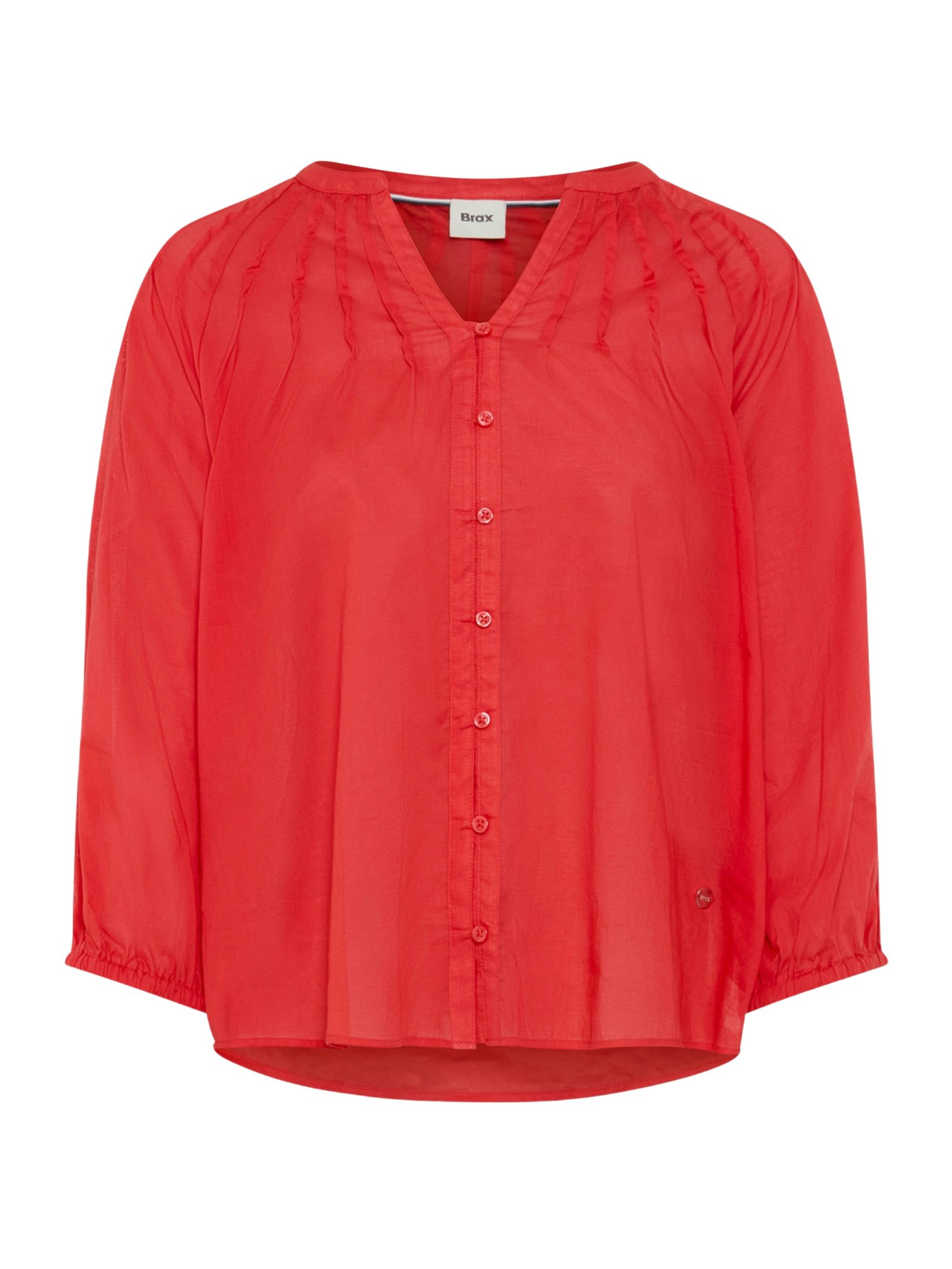 Brax Hemdbluse rot,Casual,Baumwolle,Unifarben,Rundhals,3/4 Arm,Casual Fit