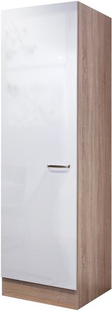 Flex-Well Exclusiv Geschirrschrank Valero 50 cm Hochglanz Weiß-Sonoma Eiche
