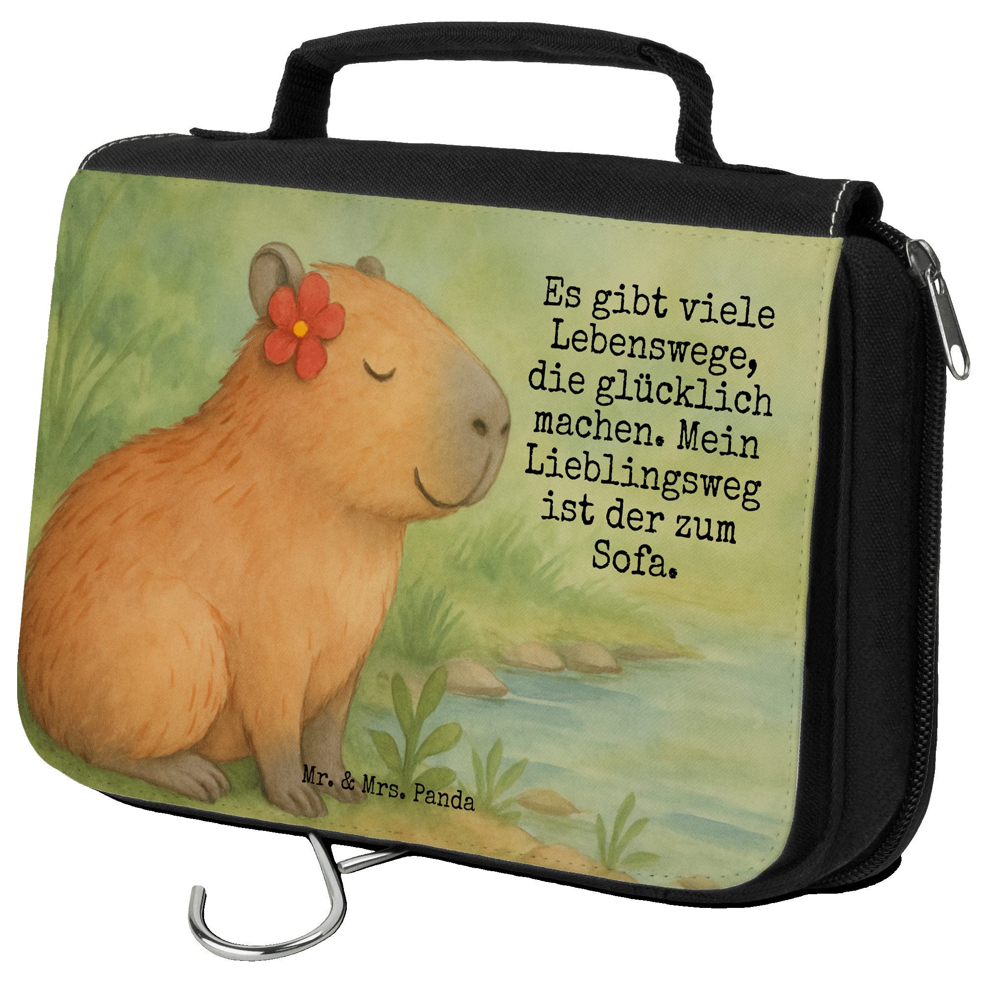 Kulturbeutel Capybara Blume Design, kosmetiktäschchen, Weiß, Lustige Sprüche, Toil